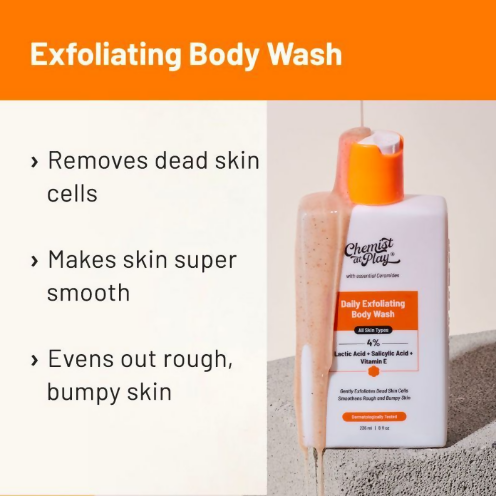 Chemist At Play Lactic Acid Exfoliating Body Wash & AHA Underarm Roll-On Combo