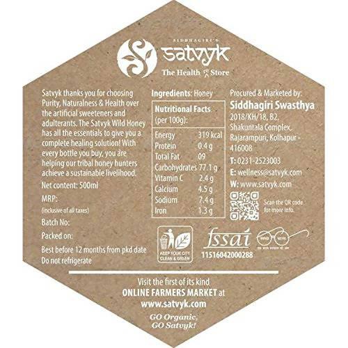 Siddhagiri's Satvyk Organic Wild Honey Unprocessed Natural Raw
