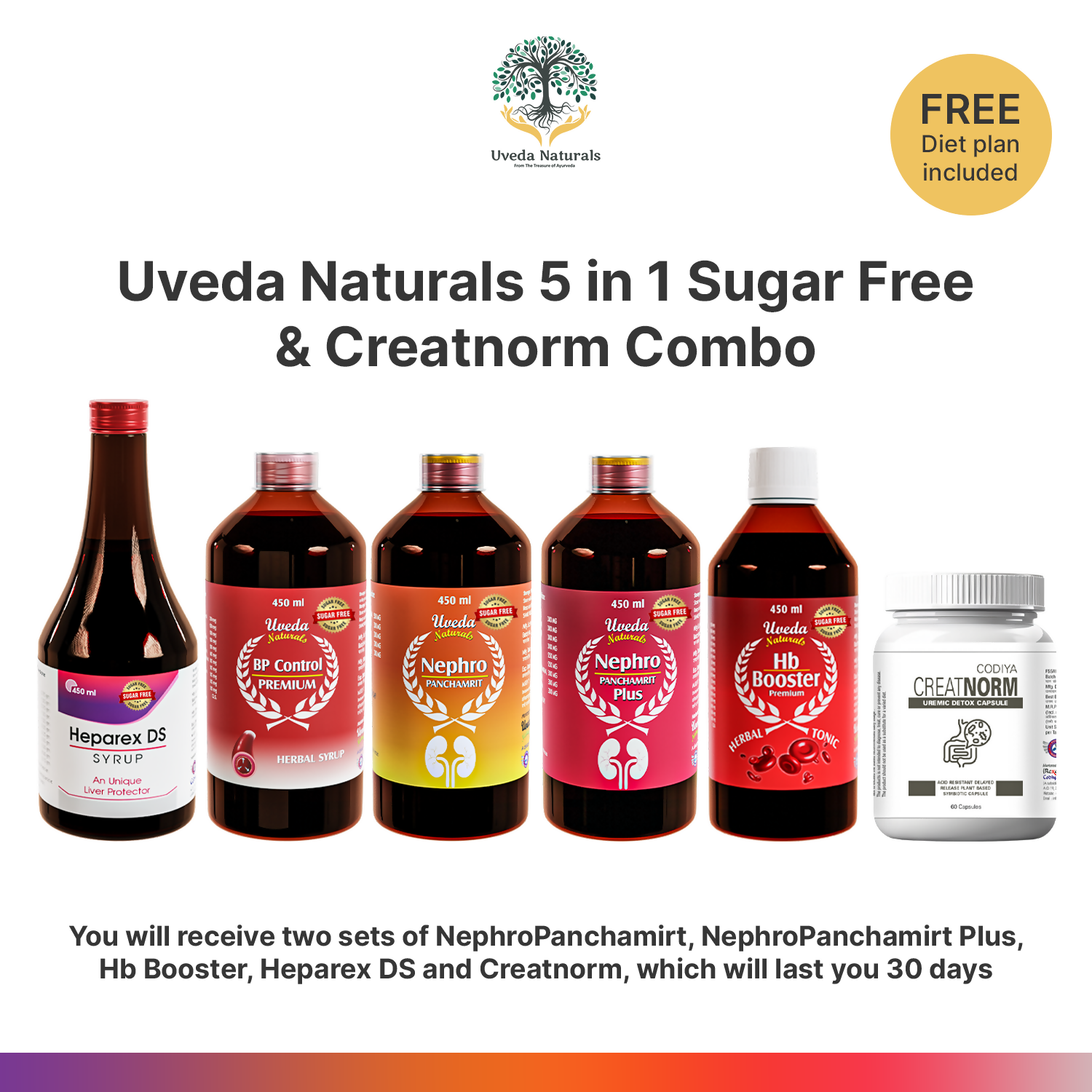 Uveda Naturals 5-in-1 & Creatnorm Sugar Free Combo