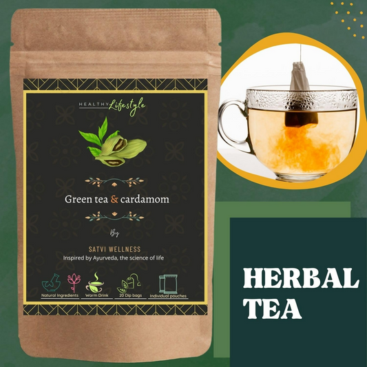 Satvi Wellness Blend Of Green Tea And Cardamon Tea Bags