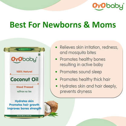 Oyo Baby 100% Natural Baby Oil For New Born Wood Pressed Coconut Baby Hair Oil
