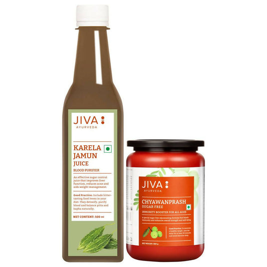 Jiva Ayurveda Karela Jamun Juice & Sugarfree Chyawanprash Combo