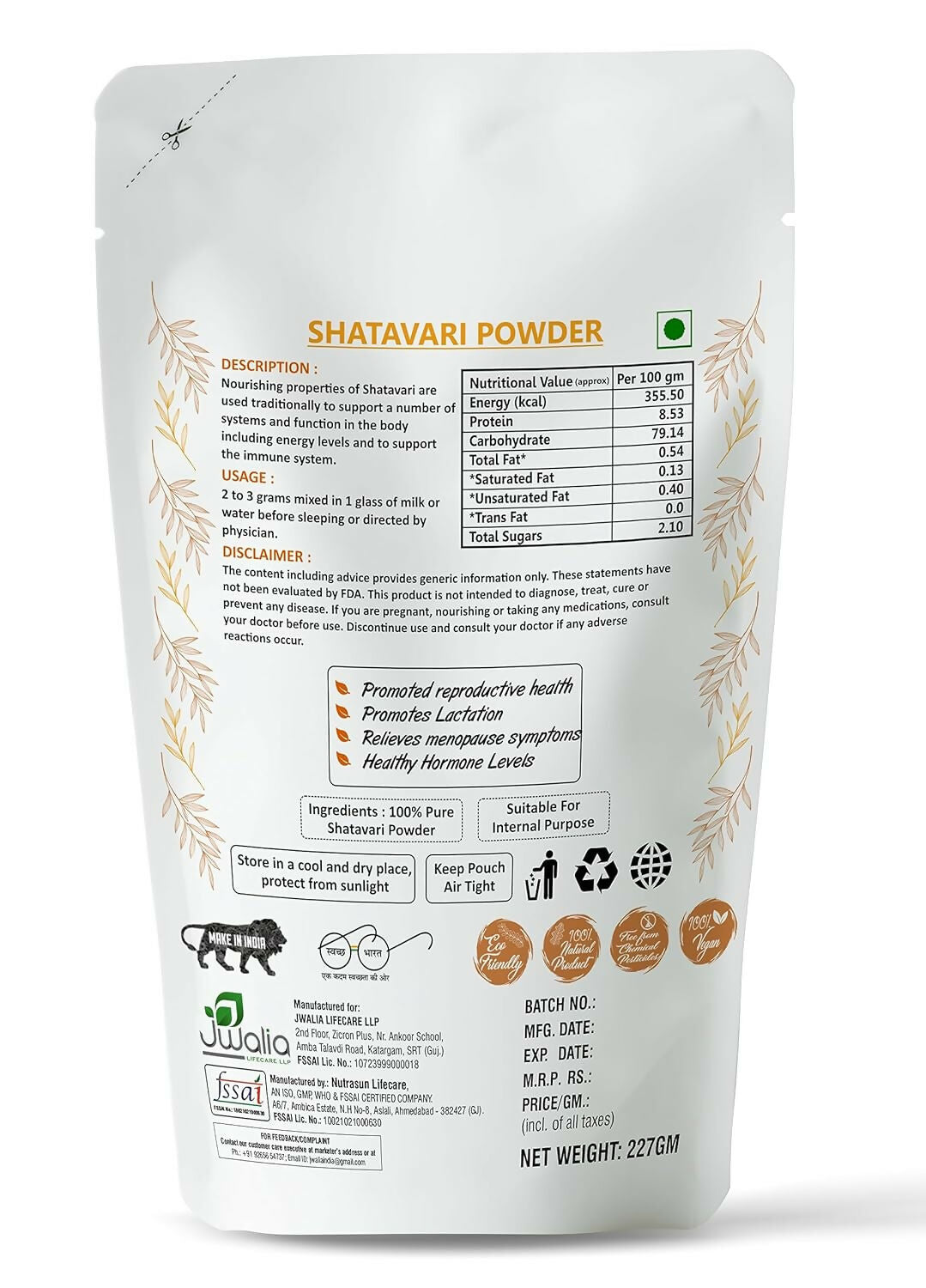 Myherb Natural Organic Shatavari Powder