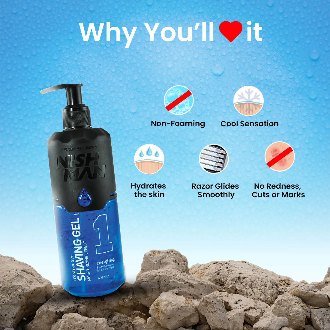 NishMan Fresh Active Energizing Shaving Gel Moisturizing