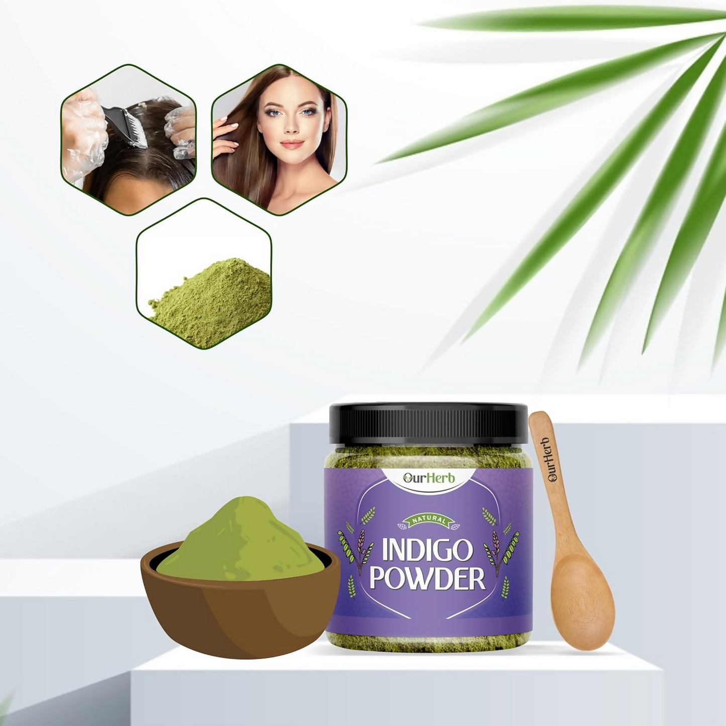 OurHerb Pure & Organic Indigo Leaves Powder For Black Hair Colour