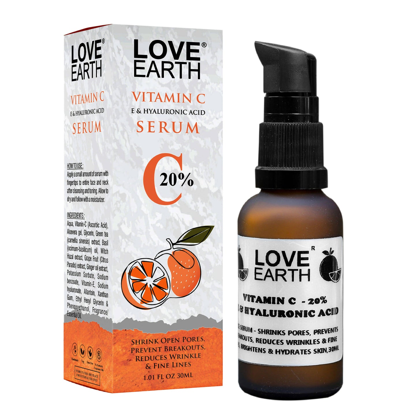 Love Earth Vitamin C 20%, E & Hydraulic Acid  Face Serum
