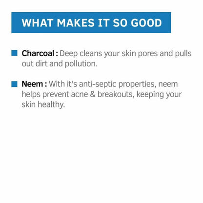 Ustraa Acne Control With Neem Charcoal Face Wash For Men - Drmedicart