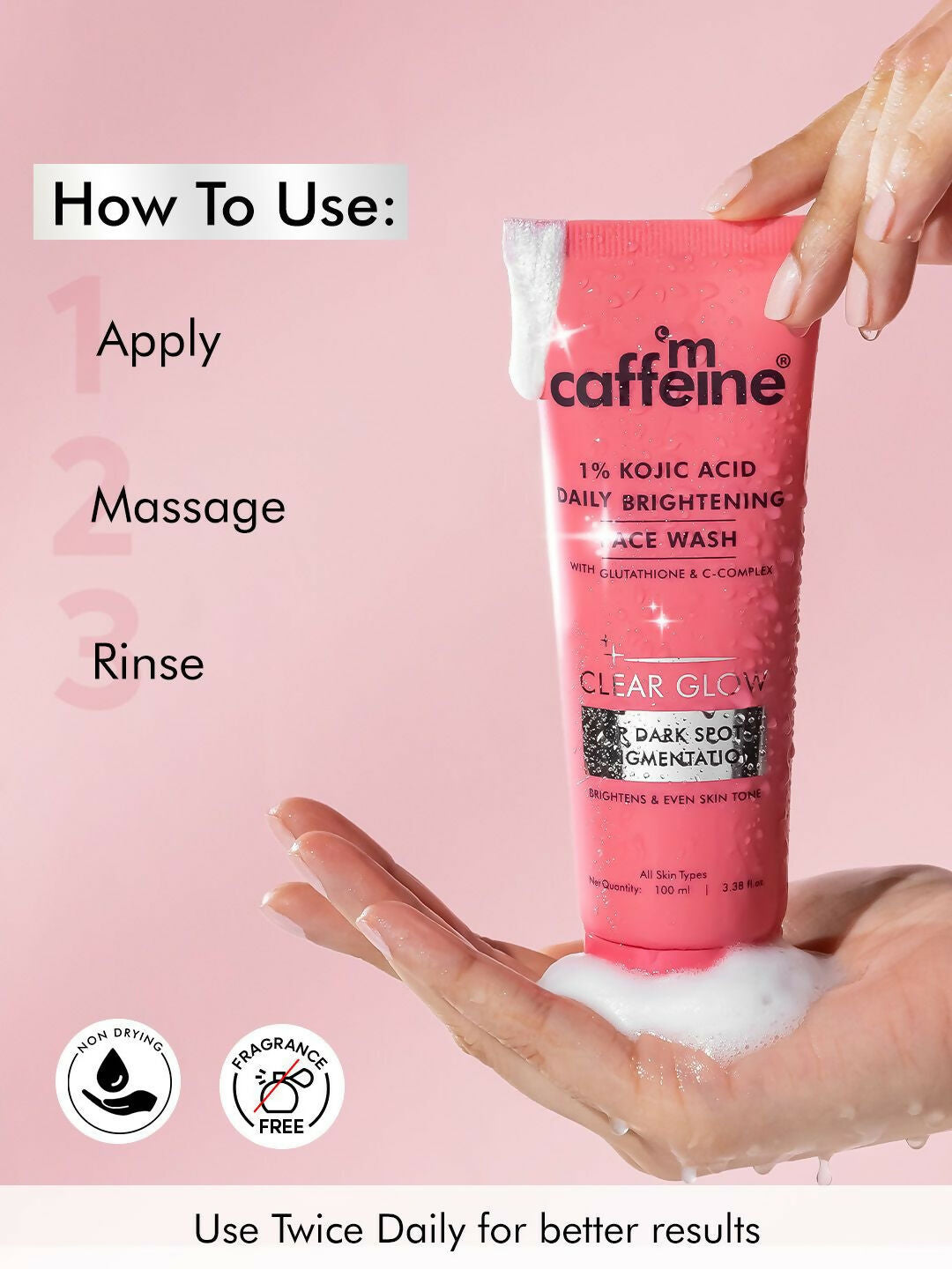 mCaffeine Clear Glow 1% Kojic Acid Daily Brightening Face Wash For Dark Spots & Pigmentation