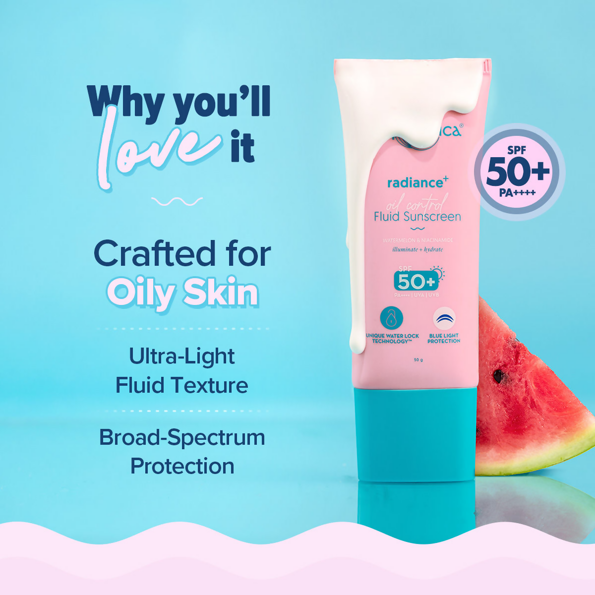 Aqualogica Radiance+ Oil Control Fluid Sunscreen SPF50+ PA++++
