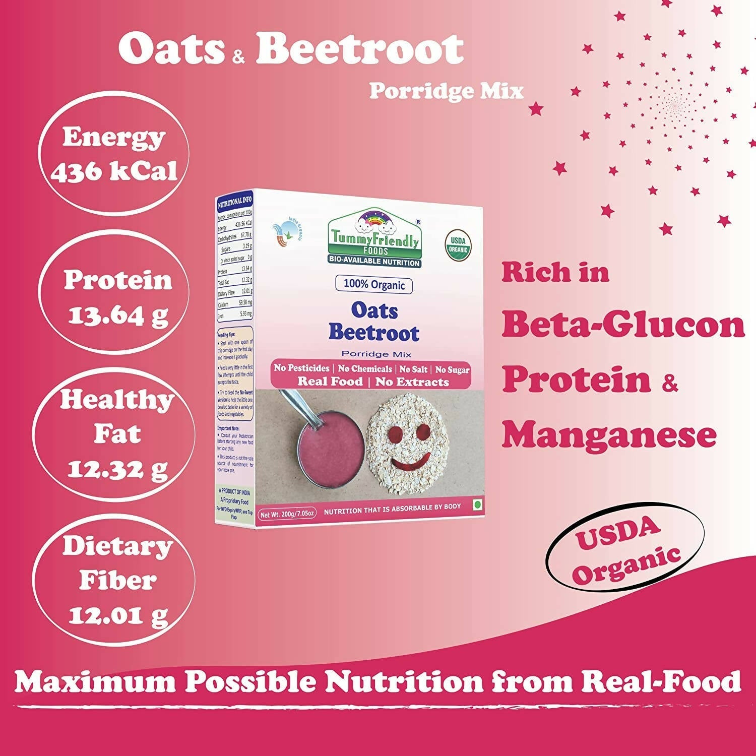 TummyFriendly Foods Organic Oats and Organic Oats, Beetroot Porridge Mixes for 6 Months Old - Drmedicart