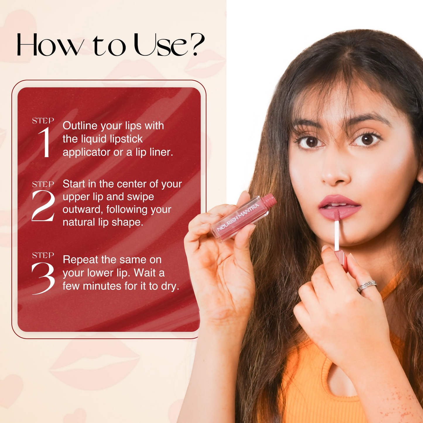 Nourish Mantra Liquid Lipstick Creamy Matte with SPF/ Water Proof, Smudge Proof Shade Masoom Pink-Ishq Vala Red