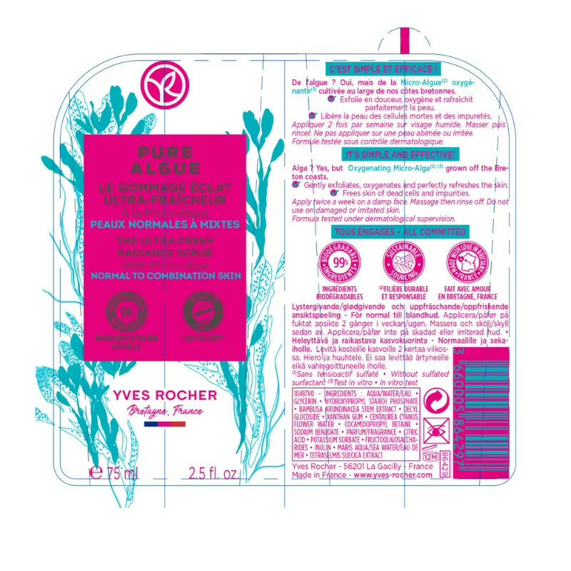 Yves Rocher Pure Algue The Ultra Fresh Radiance Scrub - Drmedicart