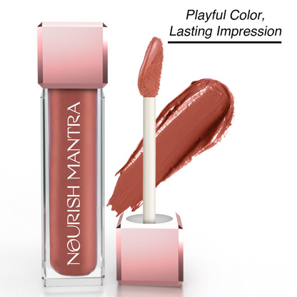 Nourish Mantra Liquid Lipstick Creamy Matte with SPF / Water Proof, Smudge Proof Shade -Tedha Medha Hazelnut