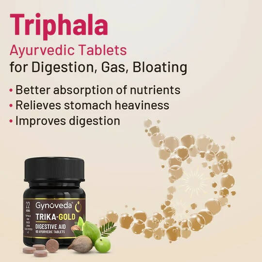 Gynoveda Gut Health Liver Detox + Trika-Gold Ayurvedic Tablets Combo