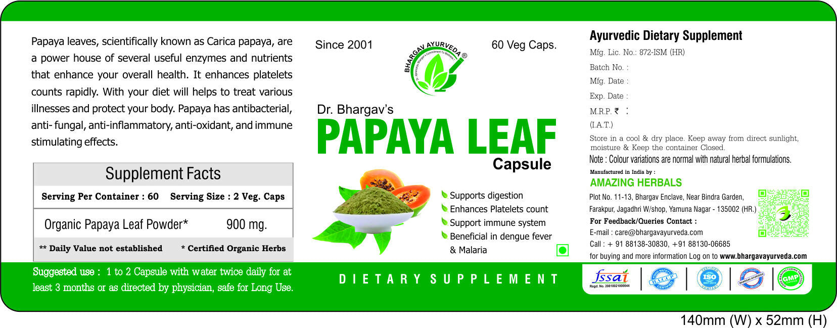 Dr.Bhargav’s Papaya Leaf Capsules