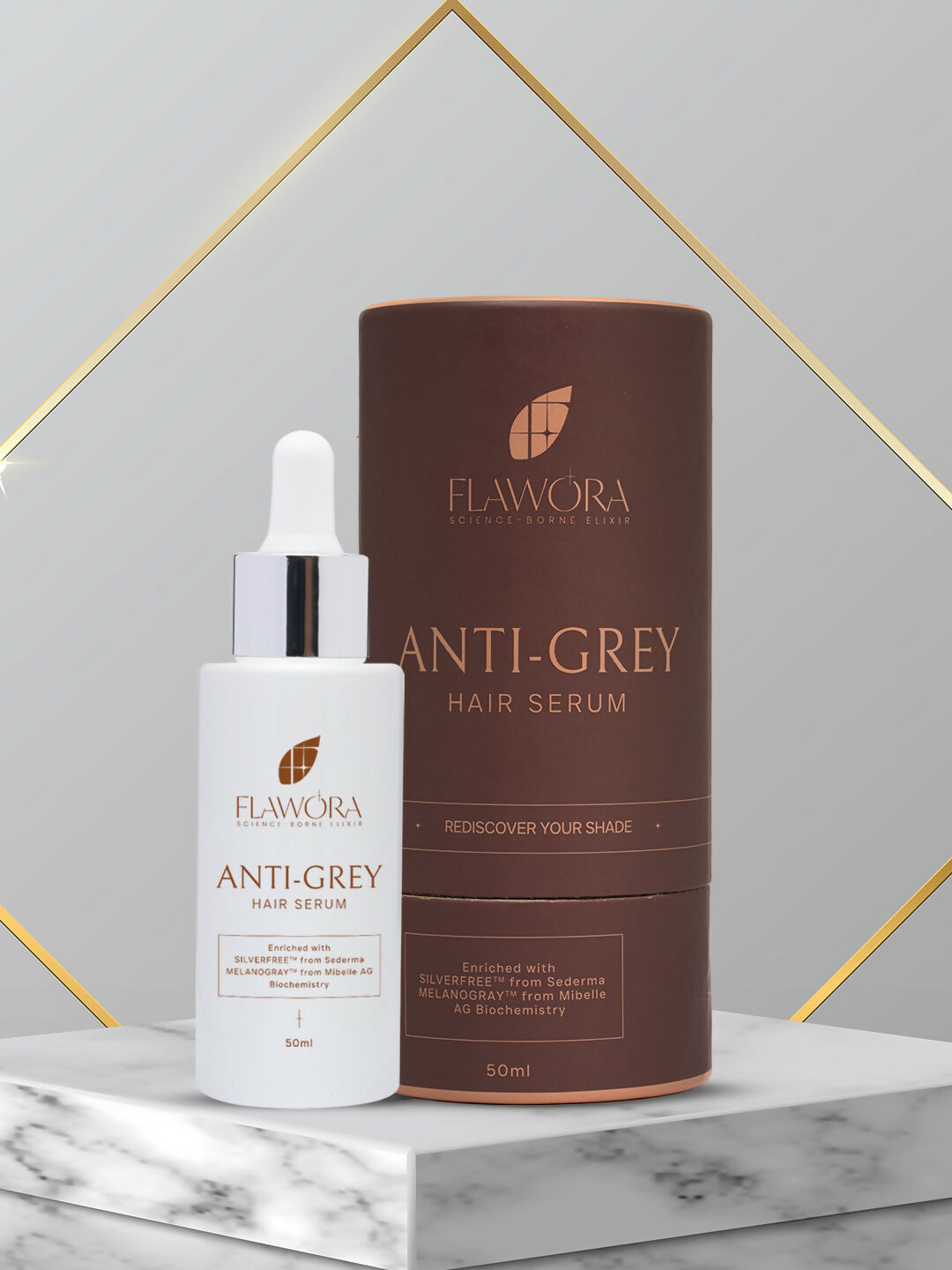 Flawora Anti-Grey Hair Serum, Anti Acne Serum and D-Tan Lotion Combo