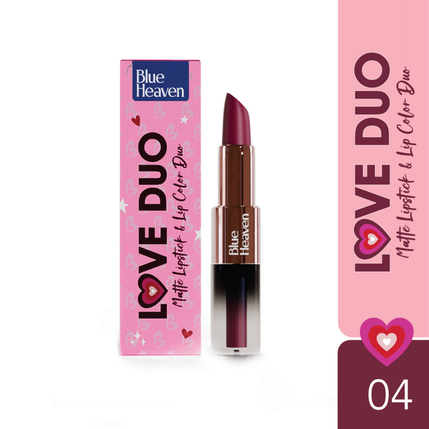 Blue Heaven Love Duo 2 In 1 Dual Sided Lipstick - 04