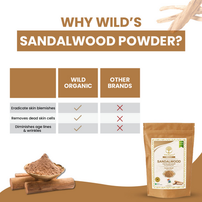 Wild Organic Sandalwood Powder for Skin Brightening Face And Body Pack
