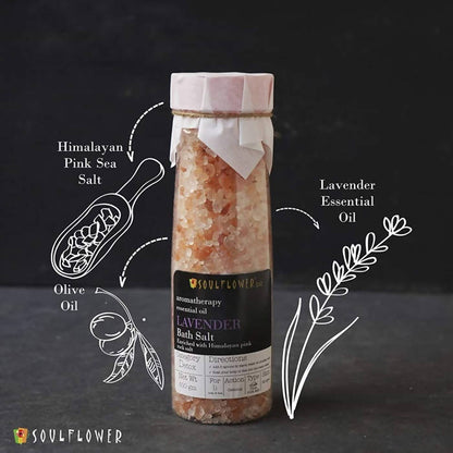 Soulflower Aromatherapy Essential Oil Lavender Bath Salt Enriched With Himalayan Pink Rock Salt - DrMediCart