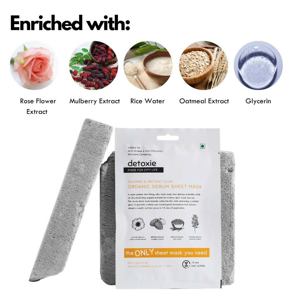 Detoxie Calming & Instant Glow Organic Serum Sheet Mask