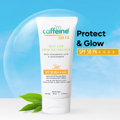 mCaffeine Daily Glow Sunscreen SPF50 PA++++ With Niacinamide & Green Tea