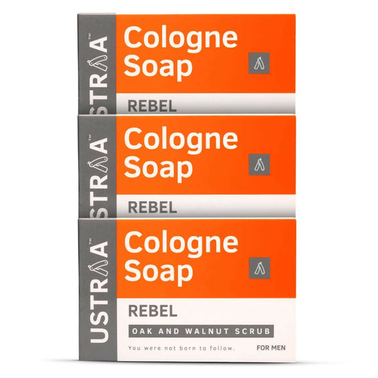 Ustraa Rebel Cologne Soap with Oak & Walnut, Triple-milled Soap, Mild Exfoliation with Walnut Granules