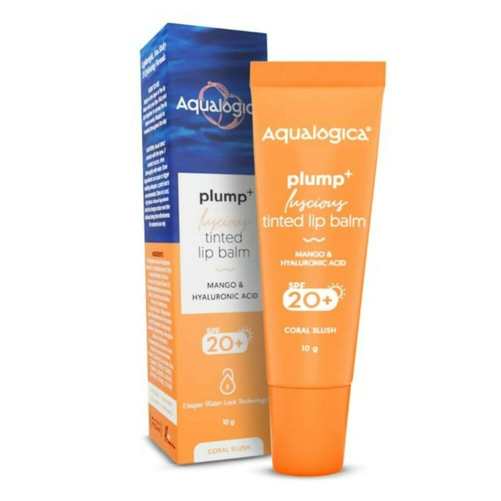 aqualogica coral slush plump luscious tinted lip balm with mango and hyaluronic acid buy in usa