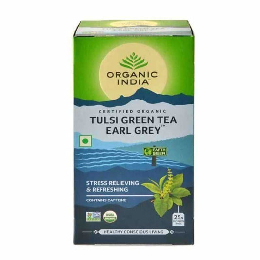 Buy Organic India Tulsi Green Tea Earl Grey 25 Tea Bags from DrMediCart, Ship from India to USA