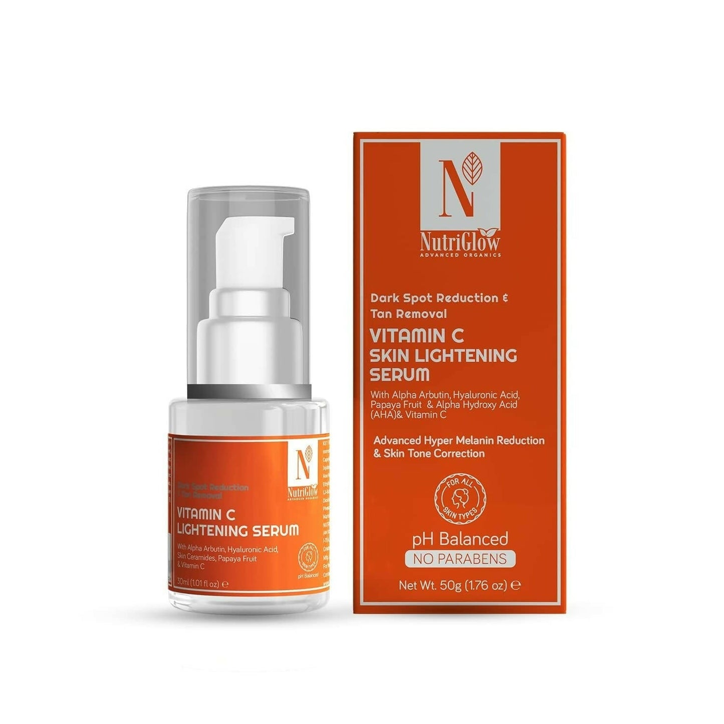 Buy NutriGlow Advanced Organics Vitamin C Serum with Hyaluronic Acid from DrMediCart, Ship from India to USA
