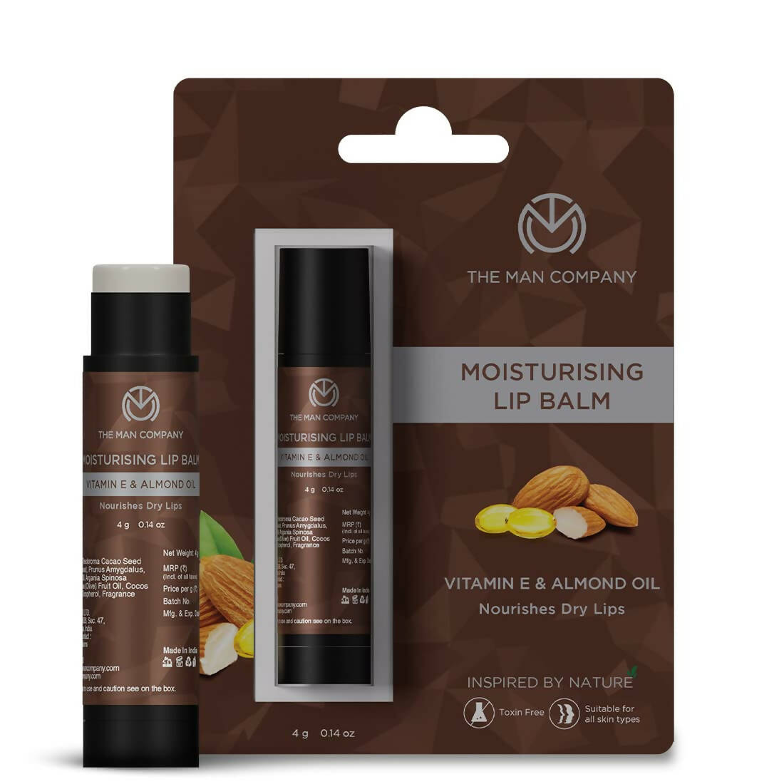 The Man Company Moisturising Lip Balm with Vitamin E, Almond Oil