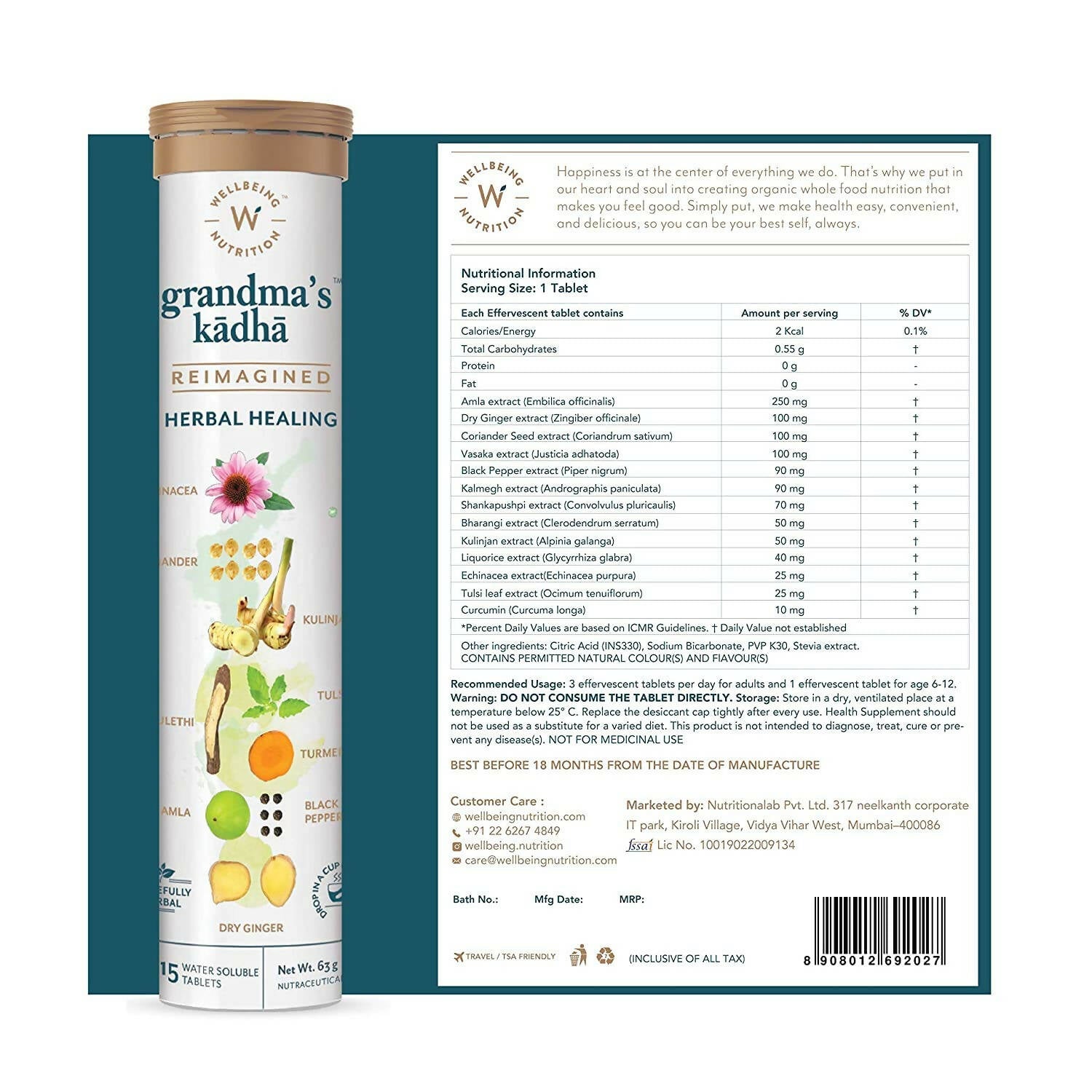 Wellbeing Nutrition Grandma's Kadha Tablets - Drmedicart