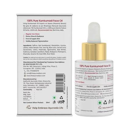 TAC - The Ayurveda Co. 100% Pure Kumkumadi Gold Glow Face Oil For Glowing, Youthful & Radiant Skin