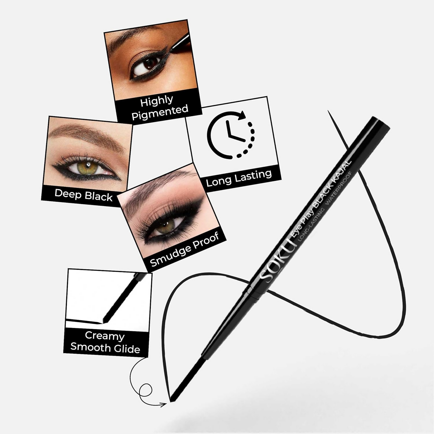 SOKU Eye Play Matte Finish Black Kajal Stick