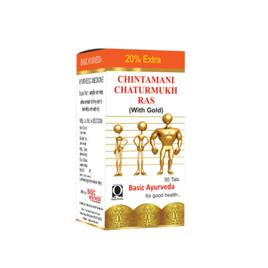 Buy Basic Ayurveda Chintamani Chaturmukh Ras (With Gold) Tablet from DrMediCart, Ship from India to USA