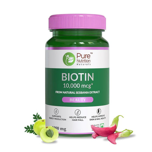 Pure Nutrition Biotin 10,000mcg from Natural Sesbania Extract Veg Tablets