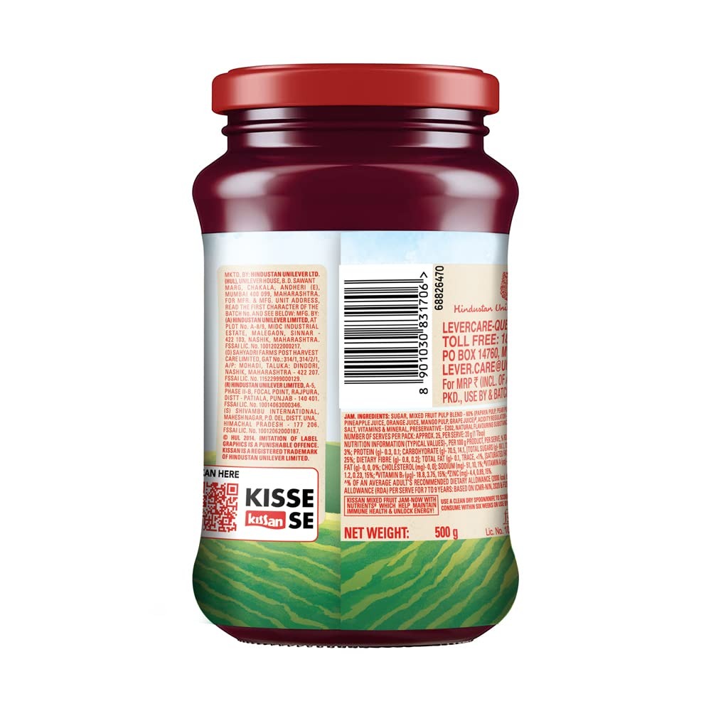 Kissan Mixed Fruit Jam With Fruit Ingredients