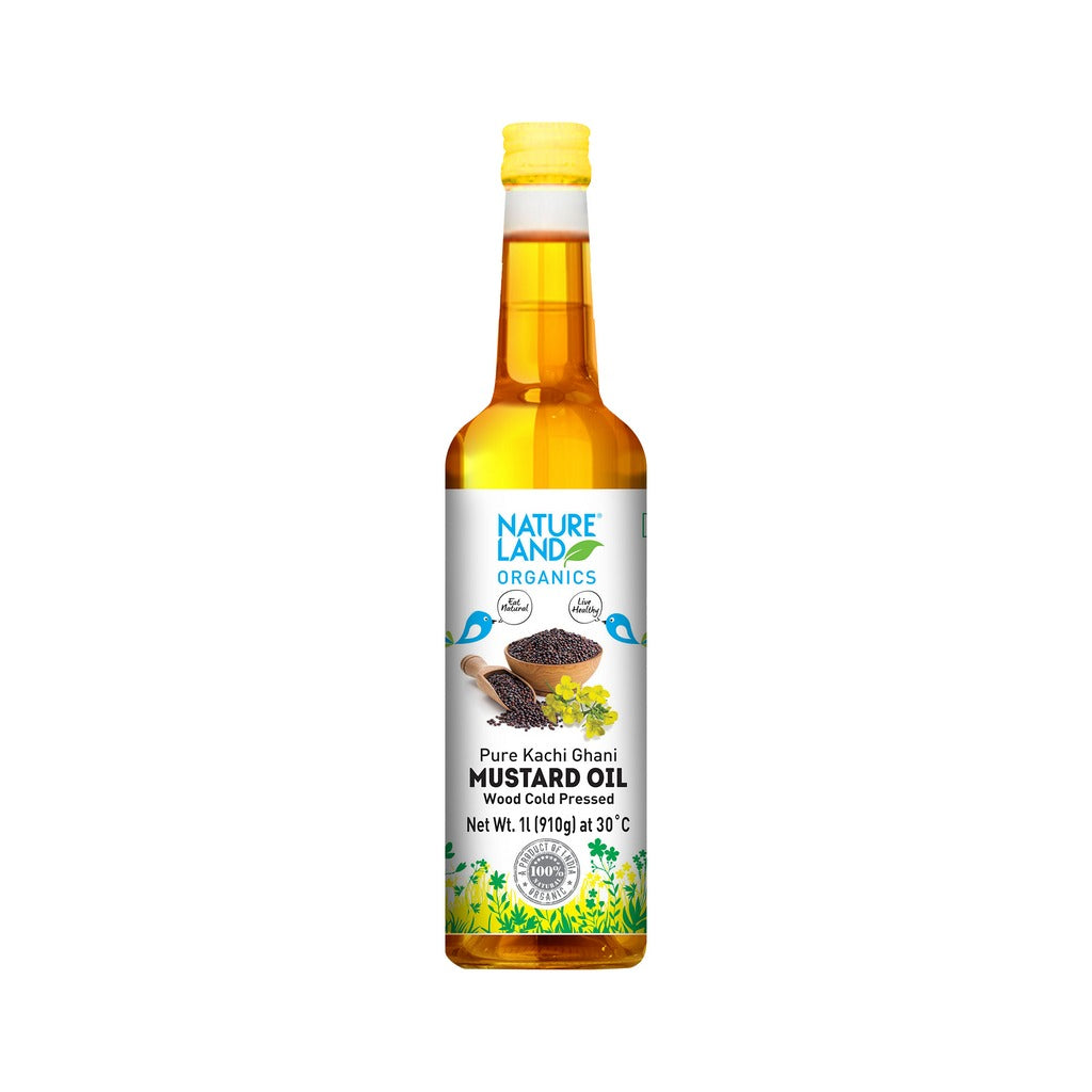 Buy Nature Land Organics Mustard Oil Wood Cold Pressed from DrMediCart