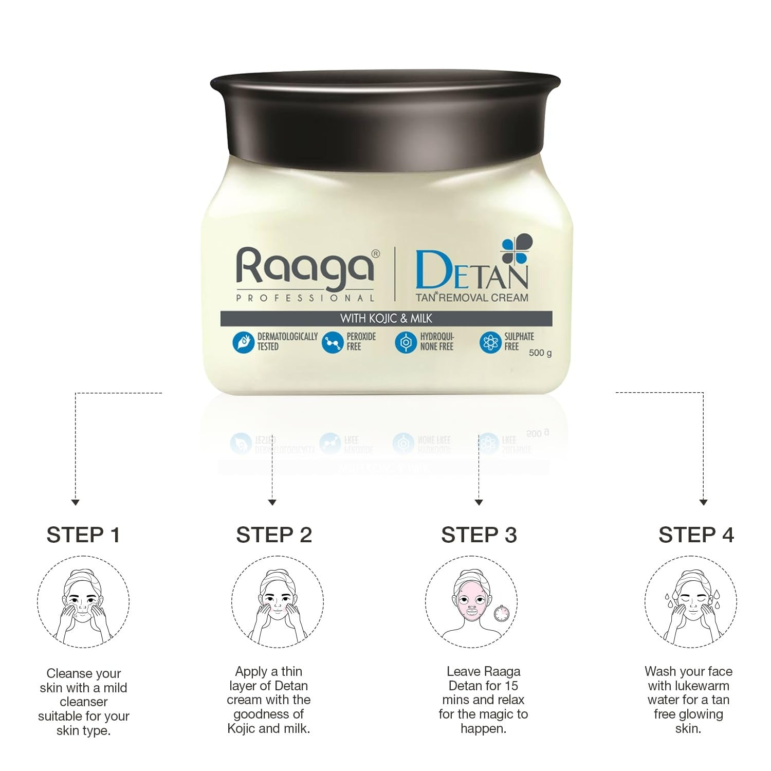Raaga Professional De Tan Removal Cream With Kojic & Milk
