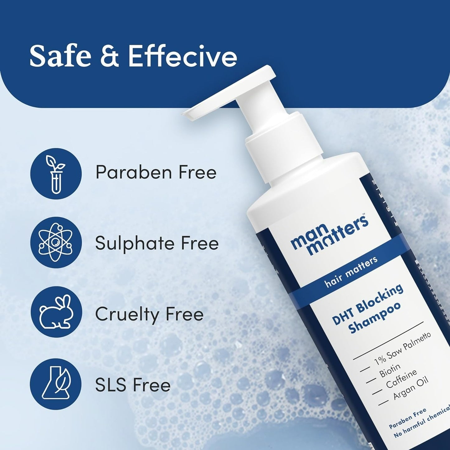 Man Matters Anti Hair Fall DHT Blocking Shampoo With Argan Oil, Biotin, Caffeine