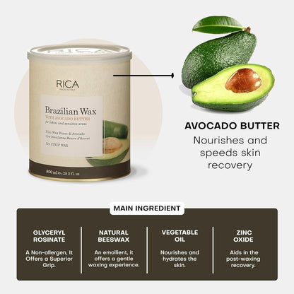 Rica Brazilian Wax with Avocado Butter, Natural & Stripless Wax
