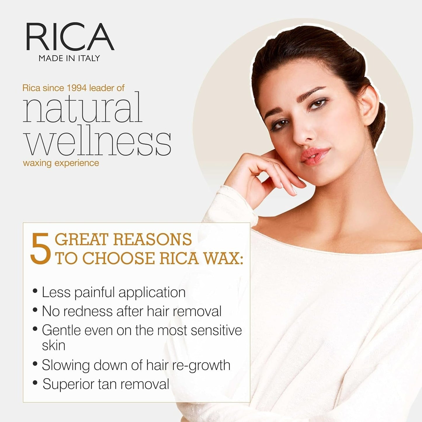 Rica Milk Liposoluble Wax for Sensitive Skin With Natural Beeswax