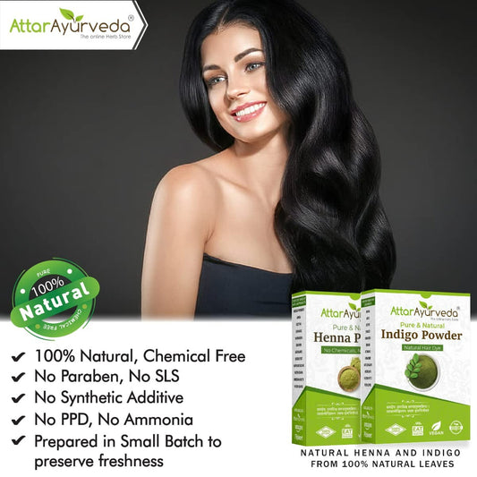 Buy Attar Ayurveda Henna Powder, Indigo Powder Combo Pack from DrMediCart, Ship from India to USA
