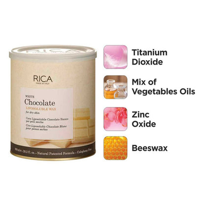 Rica White Chocolate Liposoluble Wax for Dry Skin With Natural Beeswax