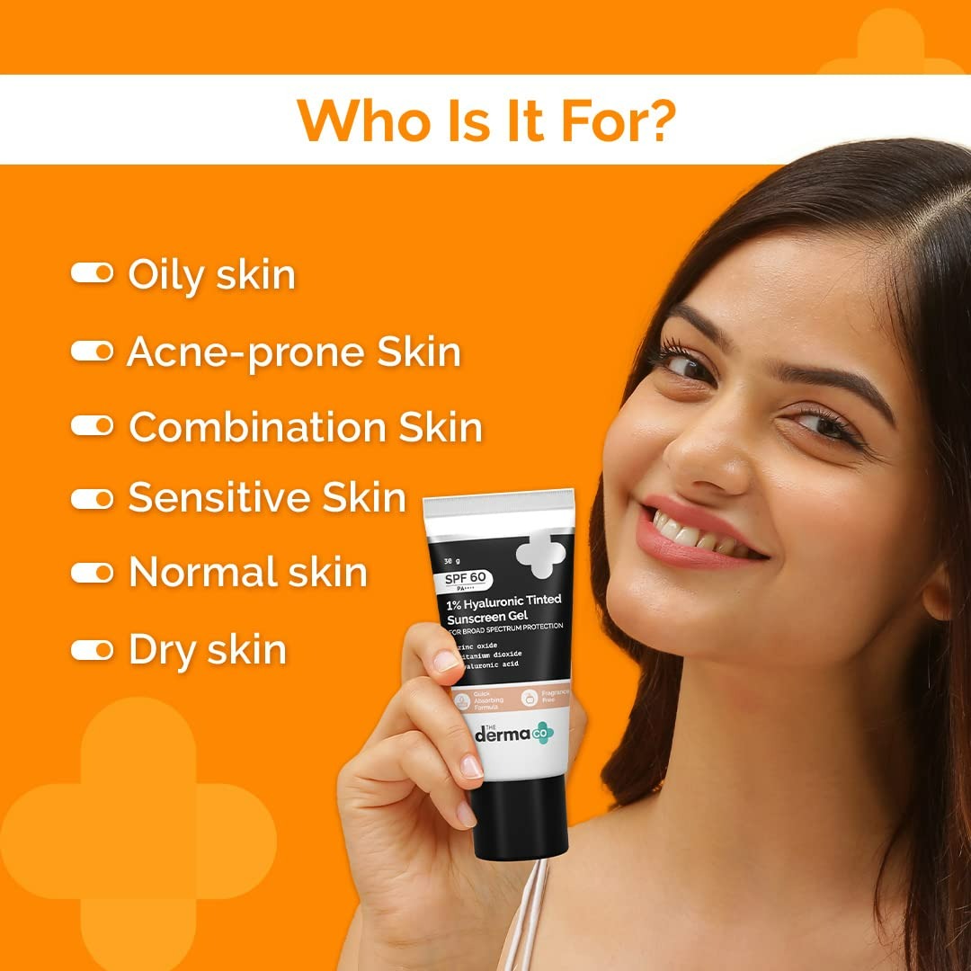 The Derma Co 1% Hyaluronic Tinted Sunscreen Gel - Drmedicart