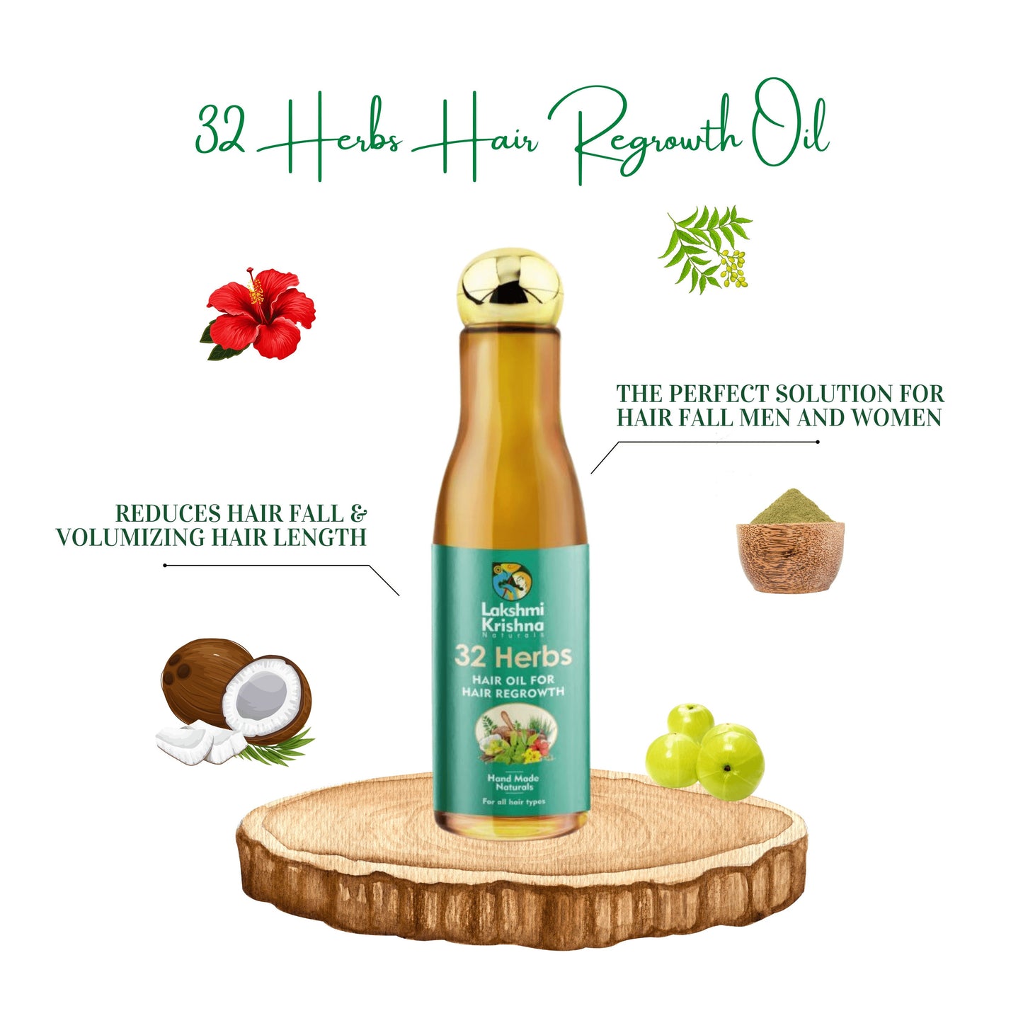 Lakshmi Krishna Naturals 32 Herbs Hair Oil for Hair Regrowth