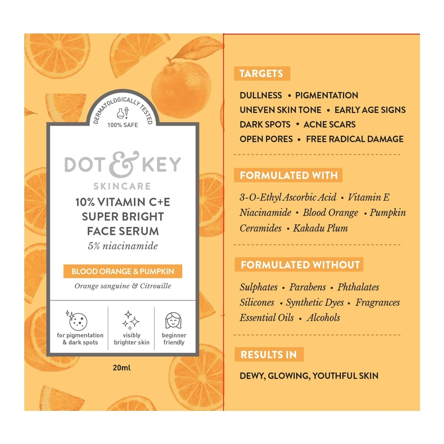 Dot & Key 10% Vitamin C+E Super Bright Face Serum With 5% Niacinamide, Glows Skin