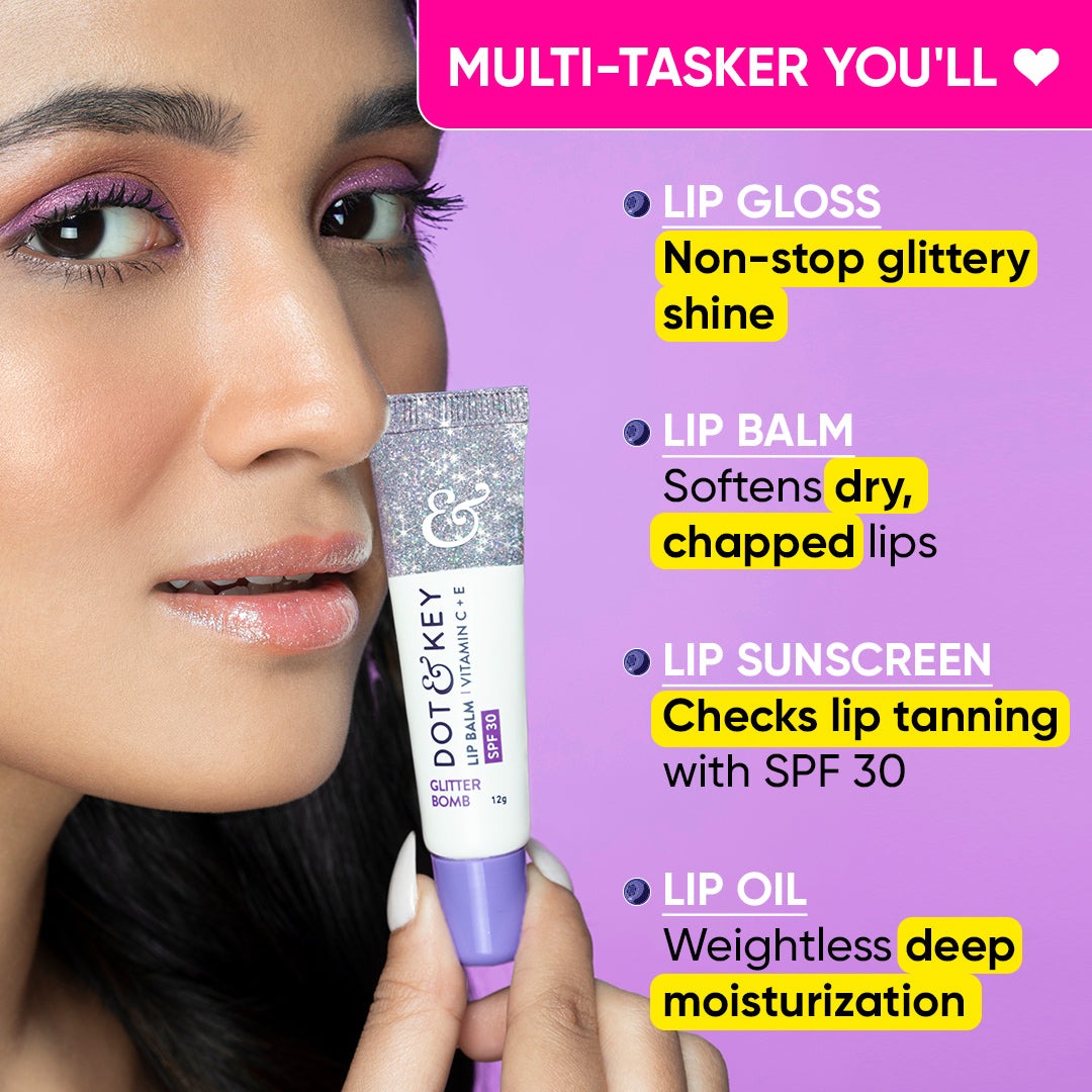 Dot & Key Glitter Bomb Lightweight Vitamin C + E & SPF 30 PA+++ Lip Balm