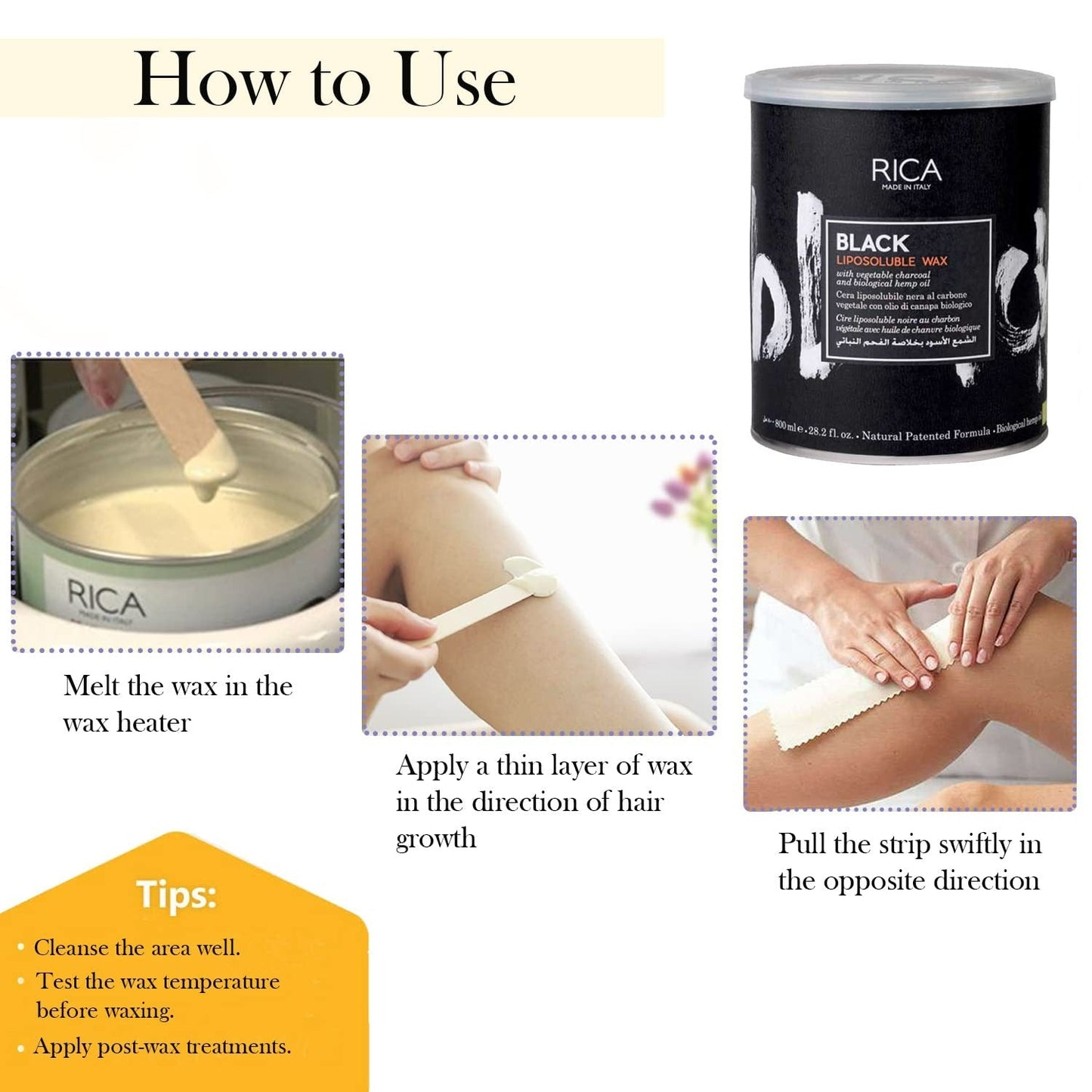 Rica Black Liposoluble Wax With Vegetable Charcoal, For All Skin Types
