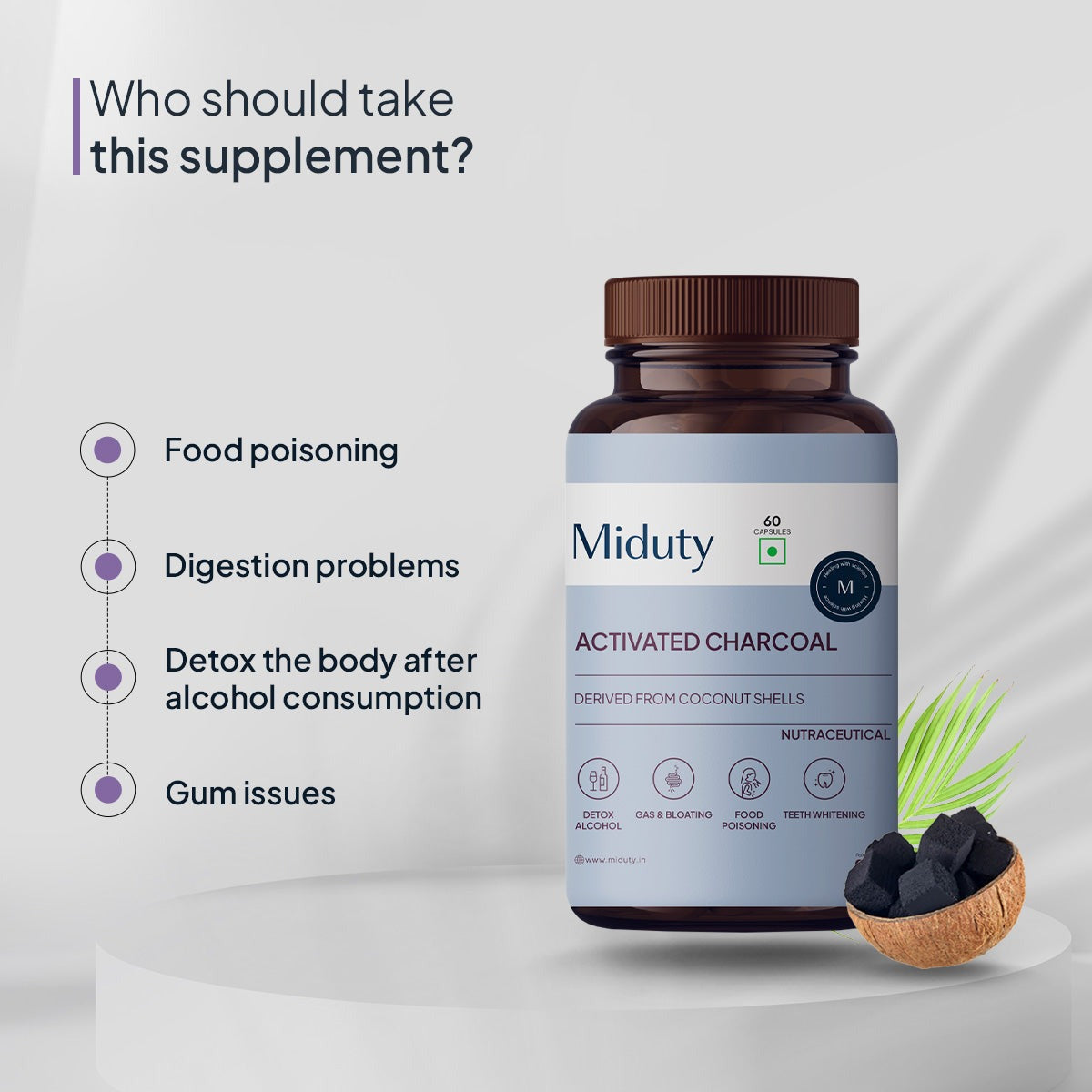 Miduty by Palak Notes Activated Charcoal Capsules