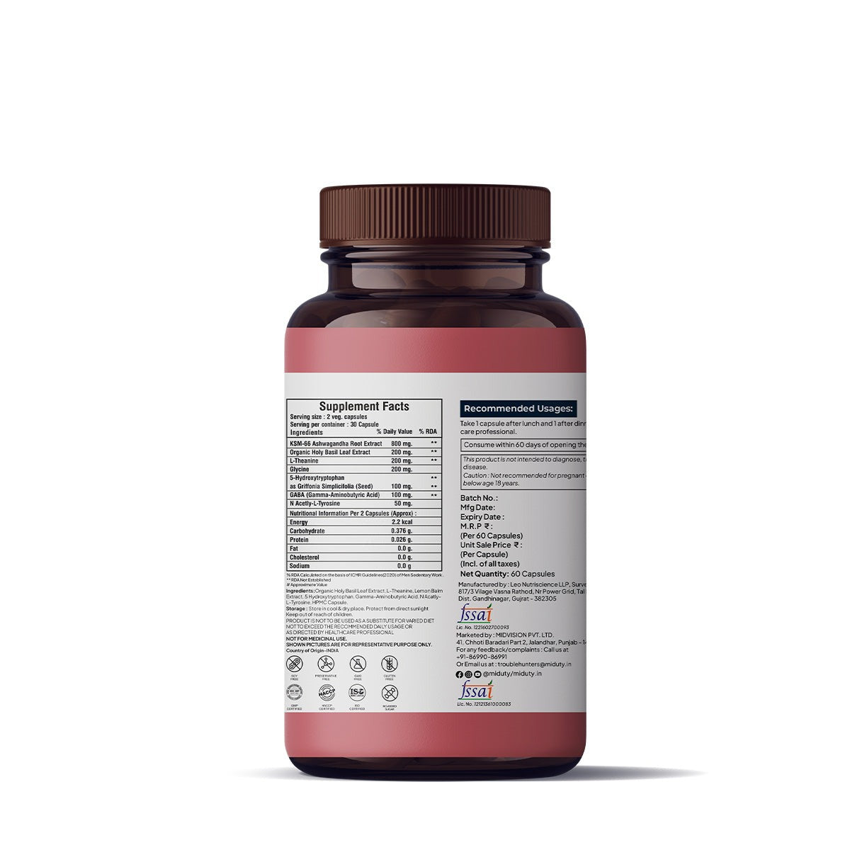 Miduty by Palak Notes Anxiety + Anger + Mood + Calm Capsules